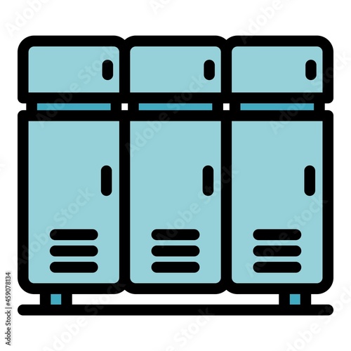 Pool locker icon. Outline pool locker vector icon color flat isolated