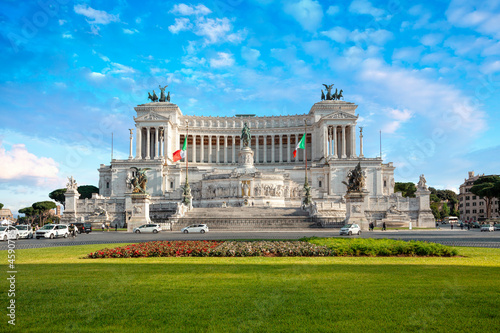 Altar of the Fatherland also known as the National Monument to Victor Emmanuel II in Rome, Italy. Rome architecture and landmark.