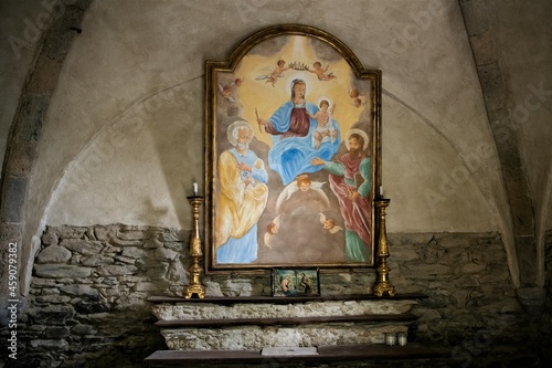 Alte Malerei - Die Geburt Christi darstellendes Bild in einer Kapelle bei Ponte Maira im Tal Valle Maira im Piemont