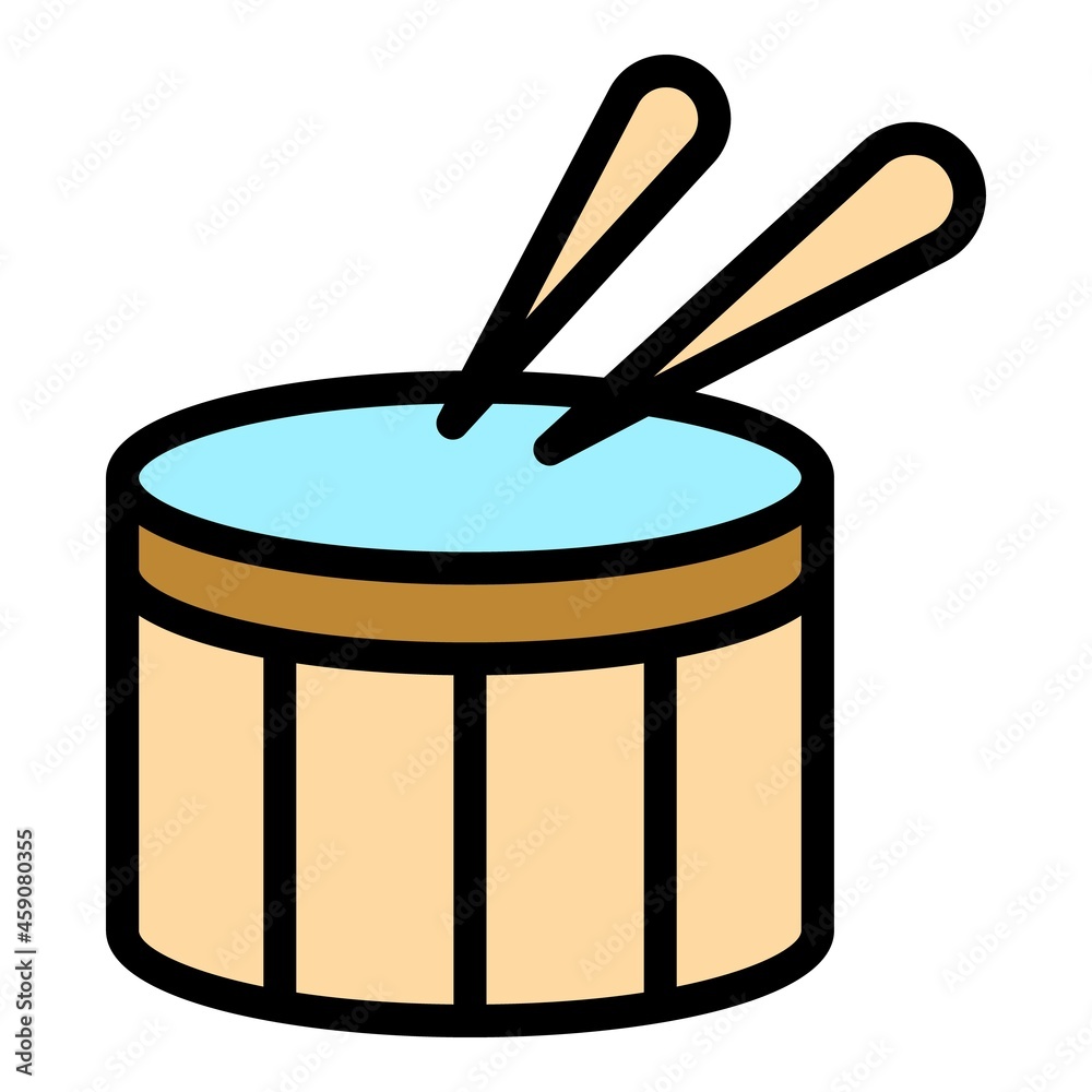 Drummer instrument icon. Outline drummer instrument vector icon color flat isolated Drummer instrument icon. Outline drummer instrument vector icon color flat isolated