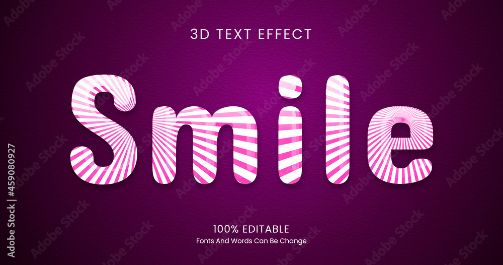 Smile 3D Text Effect Free Editable vector