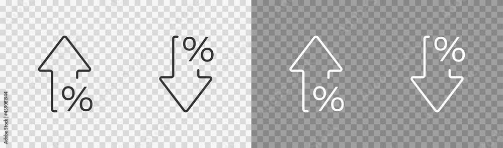 Percent arrow isolated icon in line style. Vector business concept - obrazy, fototapety, plakaty 