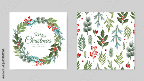 Vector Christmas Cards Set. Holiday Party Card Templates Design
