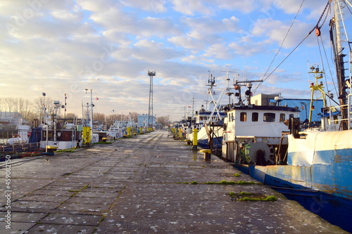 Wladyslawowo, sea port on the Baltic Sea, Shipyard, marina, fishing boat, photo