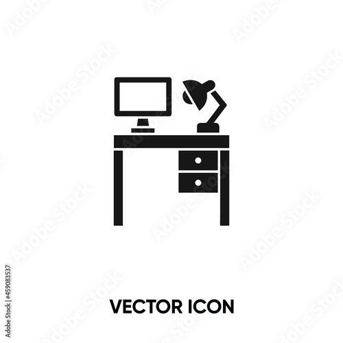 Office desk vector icon. Modern, simple flat vector illustration for website or mobile app.Workplace symbol, logo illustration. Pixel perfect vector graphics	