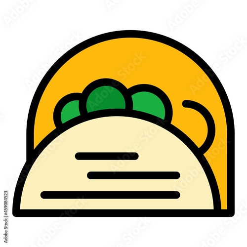 Wheat pita bread icon. Outline wheat pita bread vector icon color flat isolated