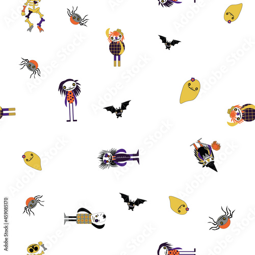 Halloween cute monster whole Family pattern vector  photo