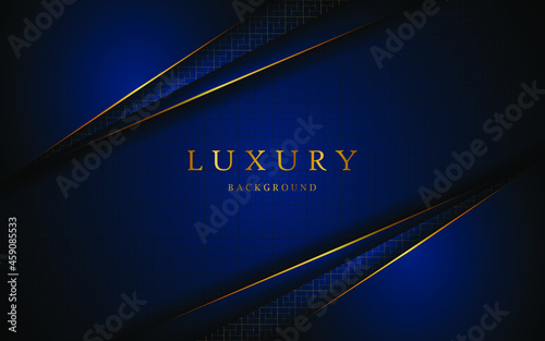 Abstract elegant golden lines on dark blue background with free space for design. vector illustration about elegant modern template design

