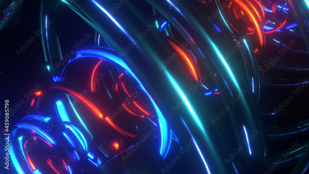 赤と青の発光リング かっこいいサイバー空間 別verあり Stock Illustration Adobe Stock