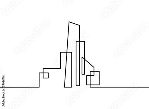 Abstract architecture  as continuous lines drawing on white background. Vector