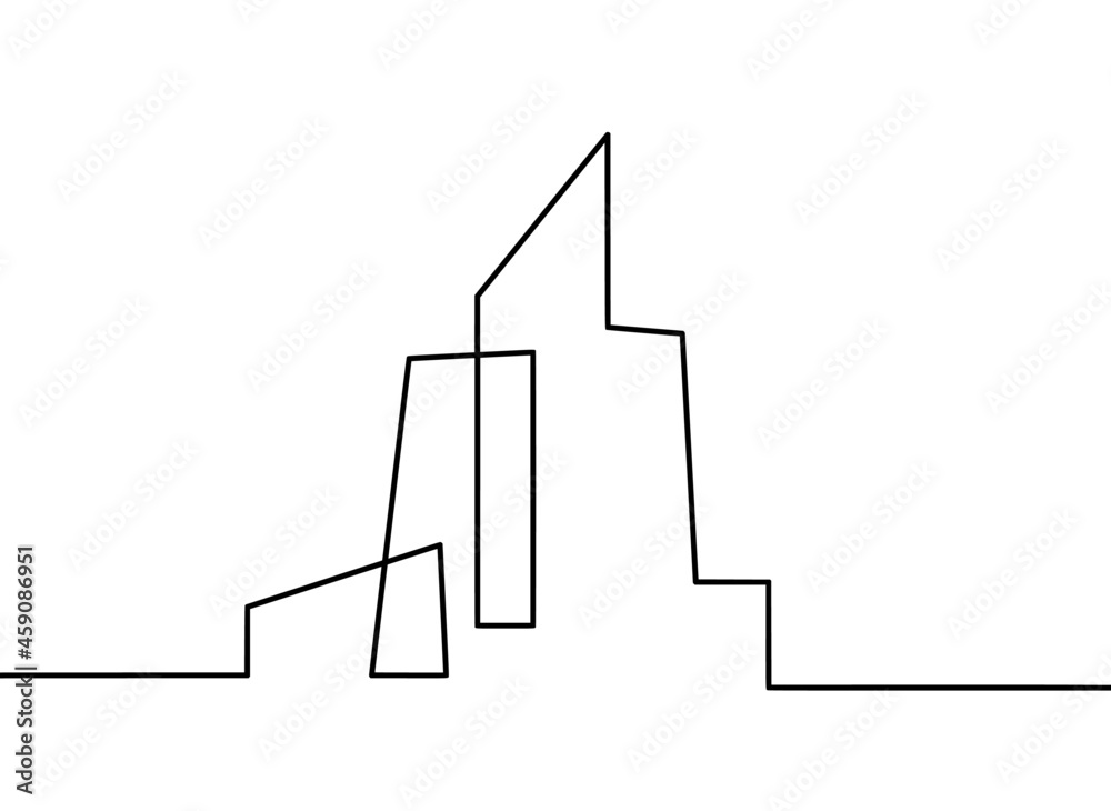 Abstract architecture as continuous lines drawing on white background. Vector Abstract architecture as continuous lines drawing on white background. Vector