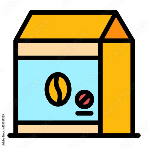 Decaf coffee pack icon. Outline decaf coffee pack vector icon color flat isolated