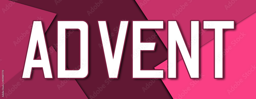 Advent - text written on pink paper background