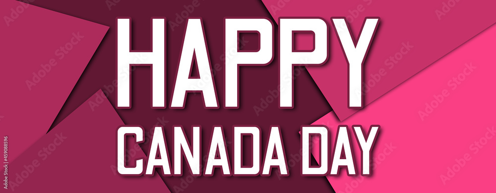 happy canada day - text written on pink paper background