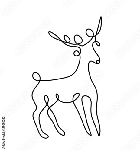 Silhouette of abstract deer as line drawing on white