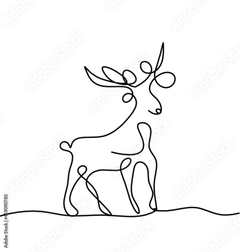 Silhouette of abstract deer as line drawing on white