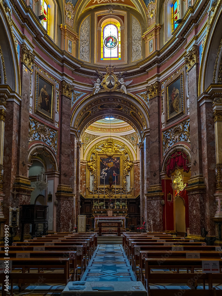 Inside the Church of the Annunciation of Our Lady in Mdina, Malta.