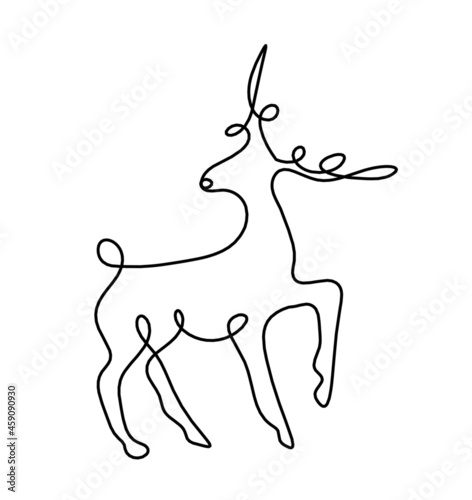 Silhouette of abstract deer as line drawing on white