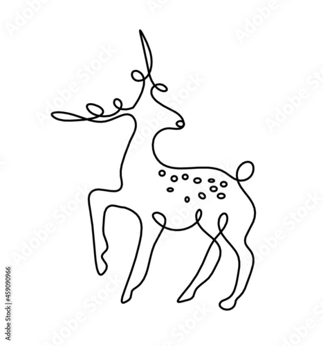 Silhouette of abstract deer as line drawing on white