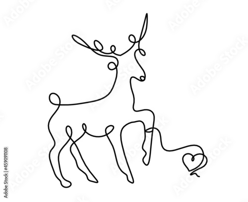 Silhouette of abstract deer as line drawing on white