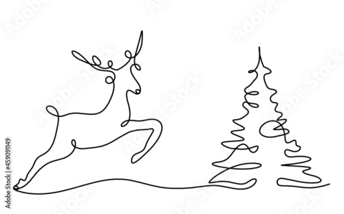 Silhouette of abstract deer as line drawing on white