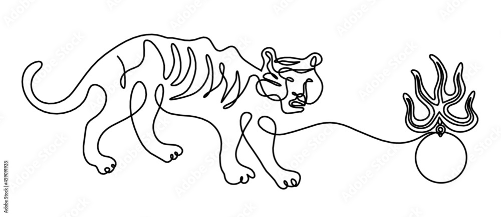 Silhouette of abstract tiger as line drawing on white. Vector Silhouette of abstract tiger as line drawing on white. Vector