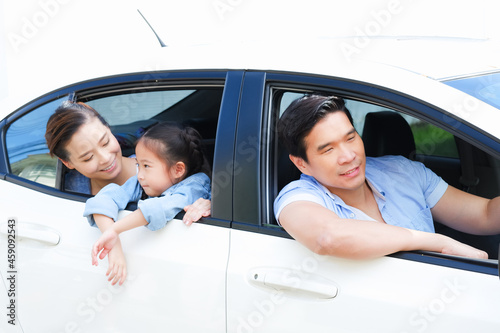 happy family sitting in car © u photostock