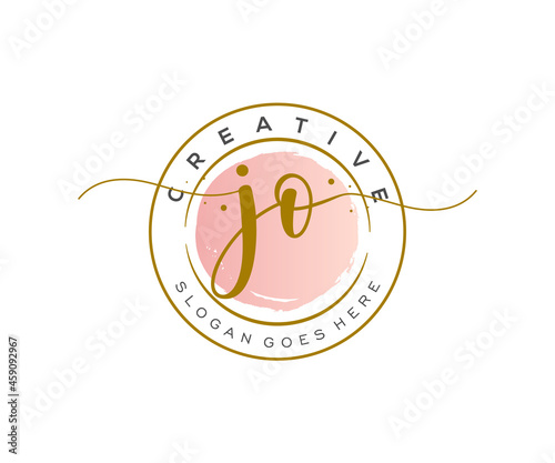 initial JO Feminine logo beauty monogram and elegant logo design, handwriting logo of initial signature, wedding, fashion, floral and botanical with creative template.
