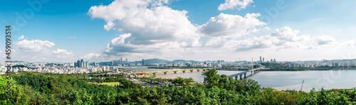 Photography Panoramic view of Seoul city from Sky park in Korea