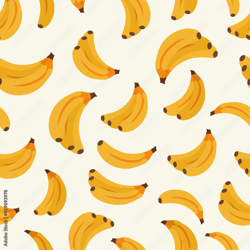 Banana pattern. Three, two, one bananas in a seamless vector pattern.