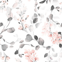 Papier peint photo Style vintage patrons Fleurs roses jaunes aquarelle jardin  © lisima