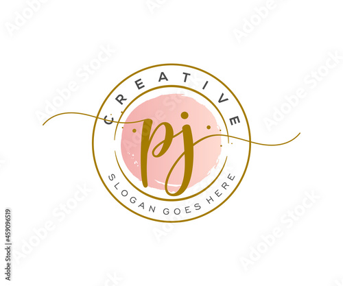 initial PJ Feminine logo beauty monogram and elegant logo design, handwriting logo of initial signature, wedding, fashion, floral and botanical with creative template.