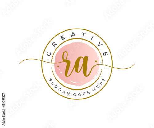 initial RA Feminine logo beauty monogram and elegant logo design, handwriting logo of initial signature, wedding, fashion, floral and botanical with creative template.
