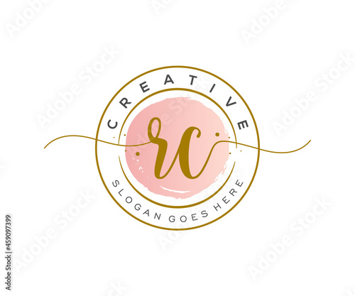 initial RC Feminine logo beauty monogram and elegant logo design, handwriting logo of initial signature, wedding, fashion, floral and botanical with creative template.