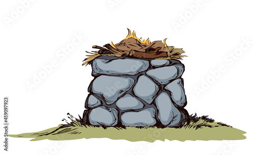 Stone Altar. Vector drawing