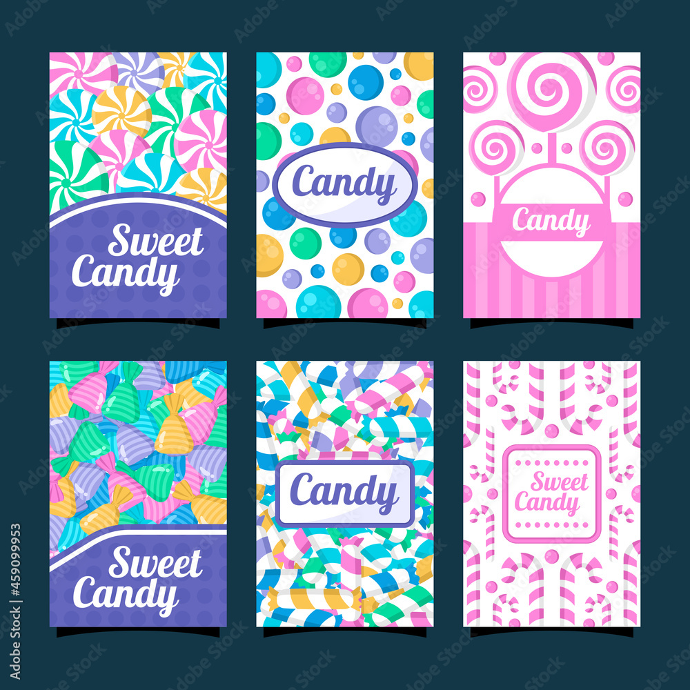 Candy card design template collection