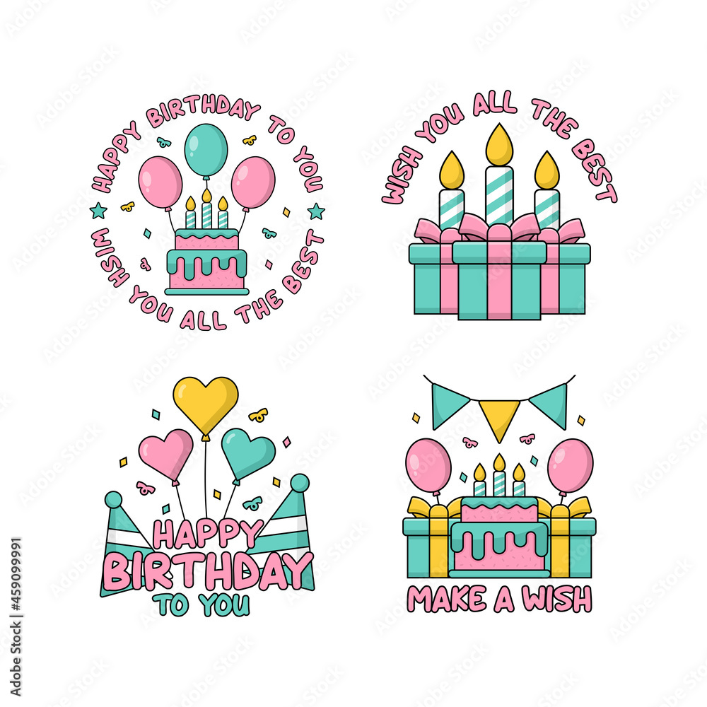 Happy birthday badge design collection
