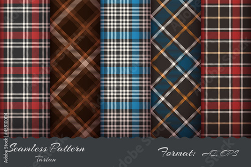Set retro tartan seamless pattern