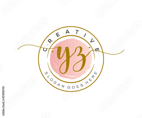 initial YZ Feminine logo beauty monogram and elegant logo design, handwriting logo of initial signature, wedding, fashion, floral and botanical with creative template. photo