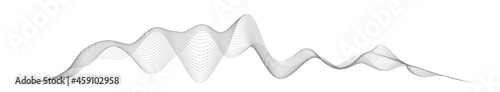 Sound wave in abstract style on white background. Abstract digital signal wave line. Vector music voice vibration, song waveform digital spectrum, audio pulse and waveform frequency equalizer.