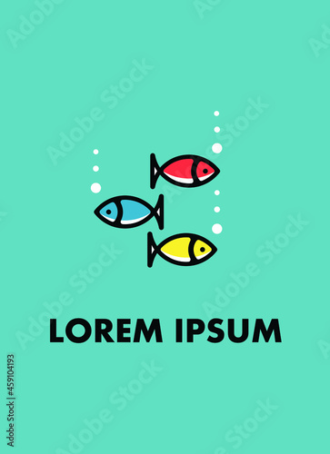 Fish logo on a blue background