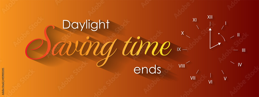 Set the clock to daylight saving time ends. Vector illustration with message