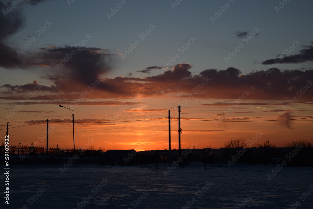 power station at sunset