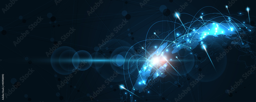Global network connection World map abstract technology background global business innovation concept Global network connection World map abstract technology background global business innovation concept