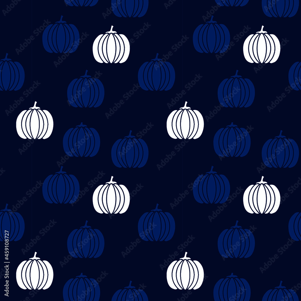 Seamless pattern with blue and white pumpkins Seamless pattern with blue and white pumpkins