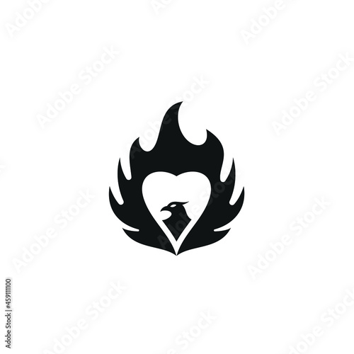 Eagle Falcon Eagle Animal Logo Design With Fire Burns Love Template Vector  