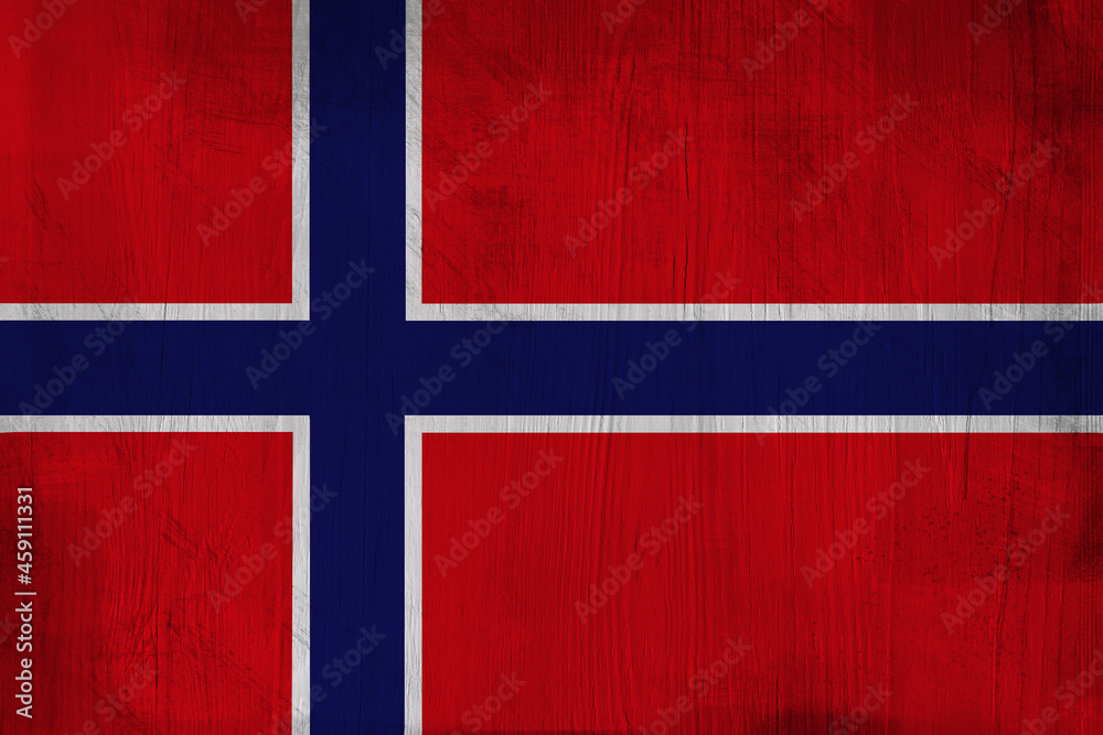 Fototapeta premium Patriotic wooden background in color of Norway flag