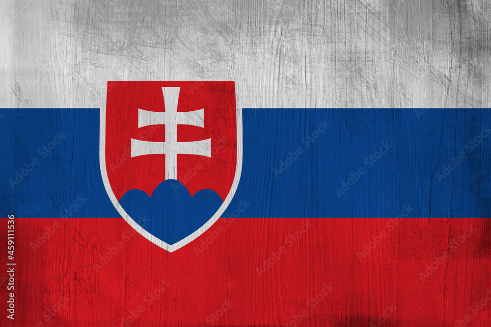 Fototapeta premium Patriotic wooden background in color of Slovakia flag