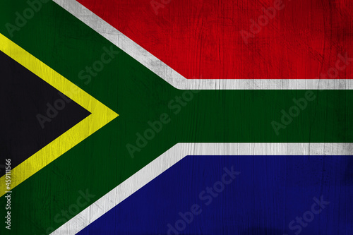 Patriotic wooden background in color of South Africa flag