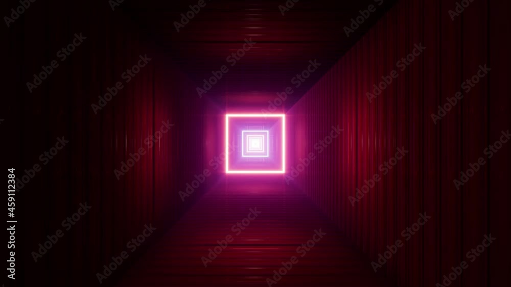 Rotating Neon Light in the Red Square Container Box Tunnel VJ Loops Rotating Neon Light in the Red Square Container Box Tunnel VJ Loops